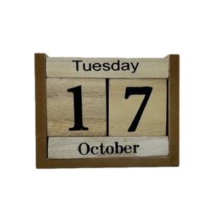 Rustic Wooden Block Calendar Date Display